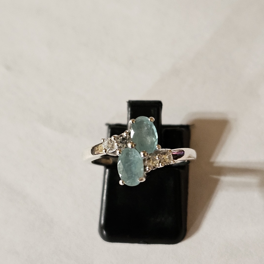 Genuine Grandidierite and Zircon ๐ Platinum over Sterling Silver Sz 6! - Picture 3 of 6
